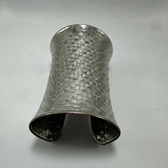 Wide Woven Cuff Bracelet Statement Fashion‎ Jewelry Silver Tone - Picture 6 of 9